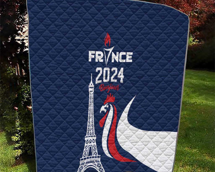 France 2024 Bonjour Quilt Eiffel Tower Gallic Rooster
