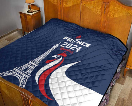France 2024 Bonjour Quilt Eiffel Tower Gallic Rooster
