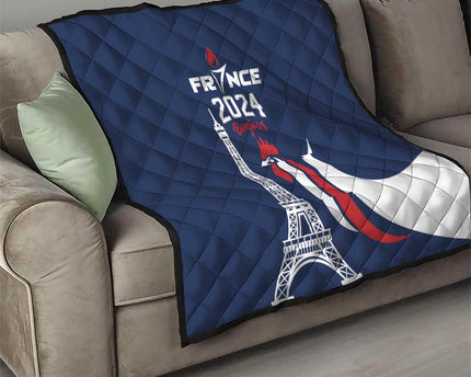 France 2024 Bonjour Quilt Eiffel Tower Gallic Rooster