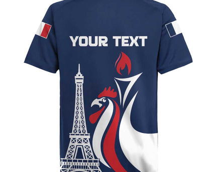Personalized France 2024 Bonjour Rugby Jersey Eiffel Tower Gallic Rooster