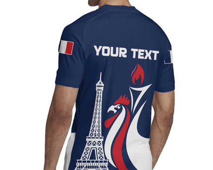 Personalized France 2024 Bonjour Rugby Jersey Eiffel Tower Gallic Rooster