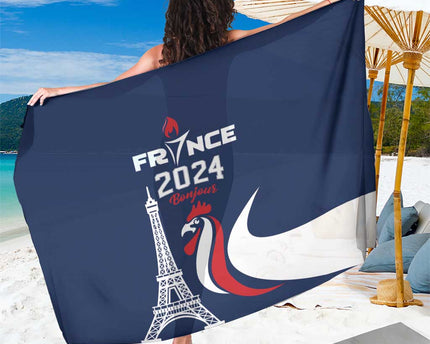 France 2024 Bonjour Sarong Eiffel Tower Gallic Rooster
