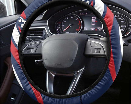 France 2024 Bonjour Steering Wheel Cover Eiffel Tower Gallic Rooster