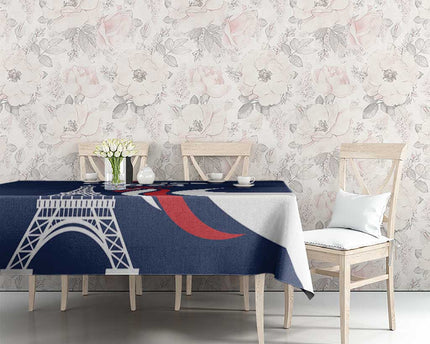 France 2024 Bonjour Tablecloth Eiffel Tower Gallic Rooster