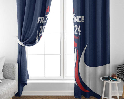France 2024 Bonjour Window Curtain Eiffel Tower Gallic Rooster