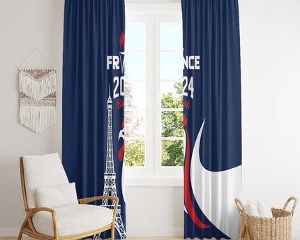 France 2024 Bonjour Window Curtain Eiffel Tower Gallic Rooster