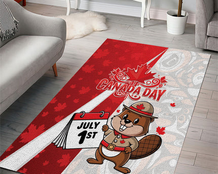 Canada Day Area Rug Beaver Mountie Maple Leaves