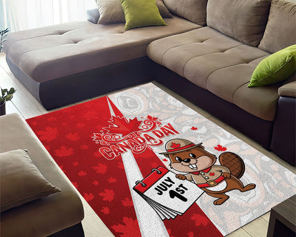 Canada Day Area Rug Beaver Mountie Maple Leaves