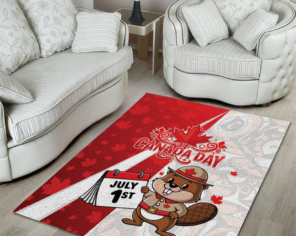 Canada Day Area Rug Beaver Mountie Maple Leaves