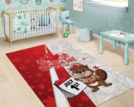 Canada Day Area Rug Beaver Mountie Maple Leaves