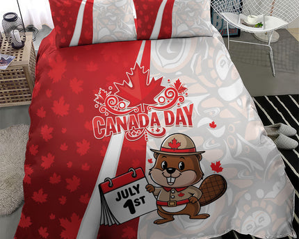 Canada Day Bedding Set Beaver Mountie Maple Leaves
