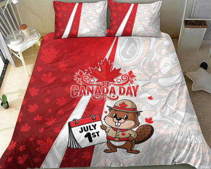 Canada Day Bedding Set Beaver Mountie Maple Leaves