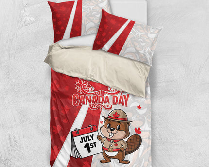Canada Day Bedding Set Beaver Mountie Maple Leaves