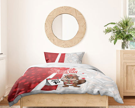 Canada Day Bedding Set Beaver Mountie Maple Leaves