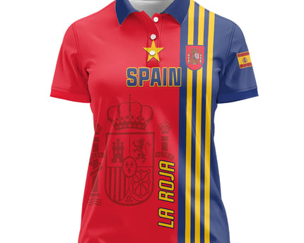 Custom Spain 2024 Football Women Polo Shirt La Roja Go Champions
