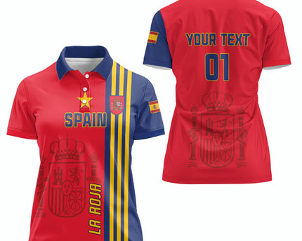 Custom Spain 2024 Football Women Polo Shirt La Roja Go Champions