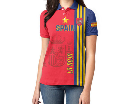 Custom Spain 2024 Football Women Polo Shirt La Roja Go Champions