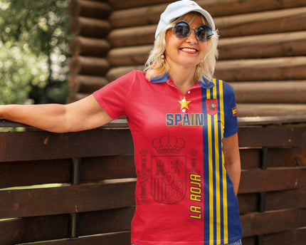 Custom Spain 2024 Football Women Polo Shirt La Roja Go Champions