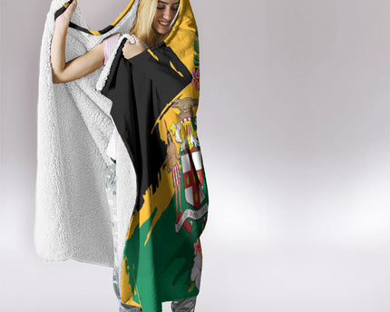 Jamaica Pineapple Hooded Blanket Coat of Arms Tropical Flowers