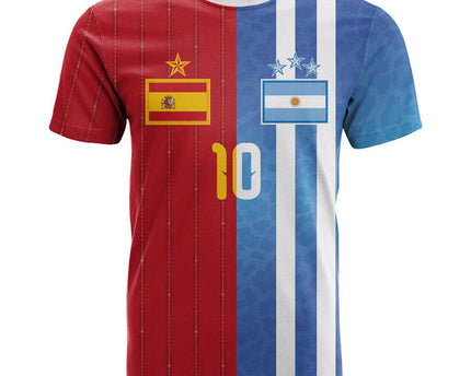 Custom Argentina and Spain Football Mashup T Shirt Final