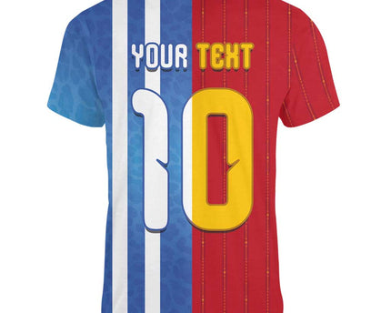 Custom Argentina and Spain Football Mashup Women V-Neck T-Shirt Final