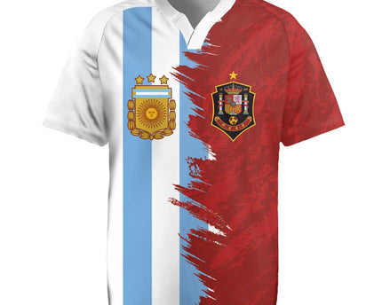 Half Argentina and Half Spain Football Rugby Jersey Grunge Style