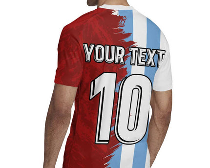 Half Argentina and Half Spain Football Rugby Jersey Grunge Style