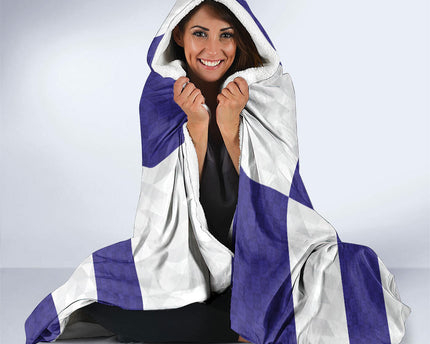 Croatia Football Hooded Blanket Checkerboard Pattern with Glagolitic Script Away Color