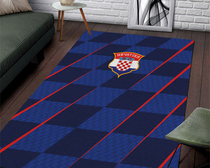 Croatia Football Area Rug Glagolitic Script Checkerboard Sporty Style Away Color