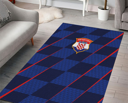 Croatia Football Area Rug Glagolitic Script Checkerboard Sporty Style Away Color