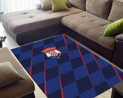 Croatia Football Area Rug Glagolitic Script Checkerboard Sporty Style Away Color
