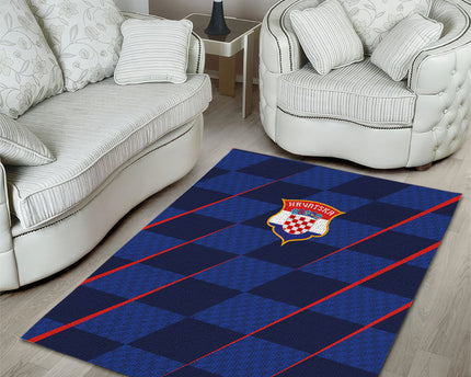 Croatia Football Area Rug Glagolitic Script Checkerboard Sporty Style Away Color