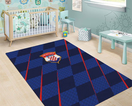 Croatia Football Area Rug Glagolitic Script Checkerboard Sporty Style Away Color
