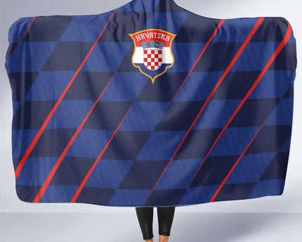 Croatia Football Hooded Blanket Glagolitic Script Checkerboard Sporty Style Away Color