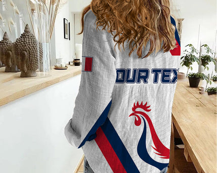 France Rugby 2023 Women Casual Shirt Les Blues Roosters