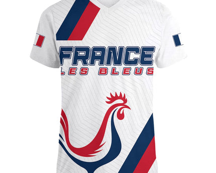 France Rugby 2023 Women V Neck T Shirt Les Blues Roosters