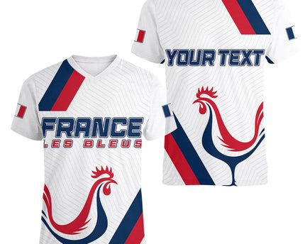 France Rugby 2023 Women V Neck T Shirt Les Blues Roosters