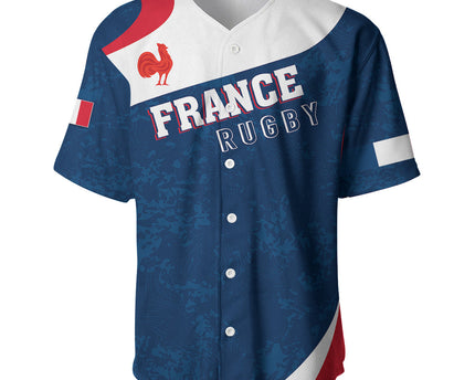 Personalised France Rugby Baseball Jersey World Cup Les Blues Curves Style