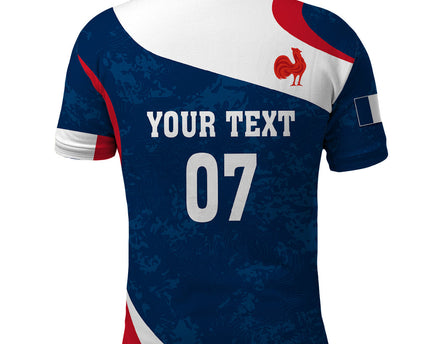 Personalised France Rugby Polo Shirt World Cup Les Blues Curves Style