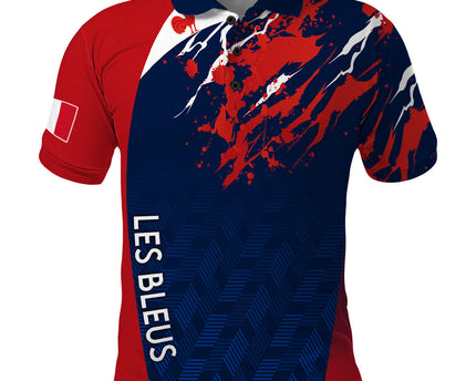 Personalised France Rugby Polo Shirt 2023 World Cup Allez Les Bleus Grunge Style