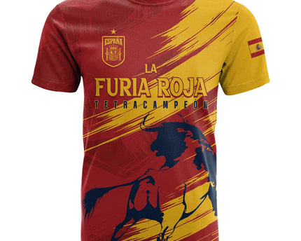 Spain La Furia Roja Custom T Shirt 2024 Tetracampeon Espana