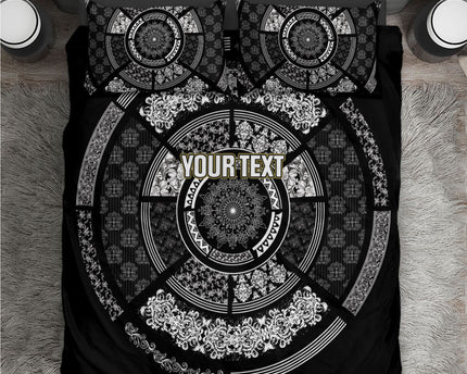 Italy Rugby Concept Custom Bedding Set Black and White Mandala Inspired