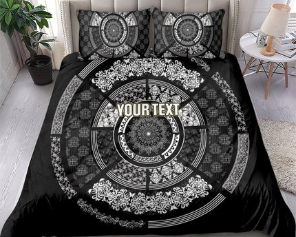 Italy Rugby Concept Custom Bedding Set Black and White Mandala Inspired