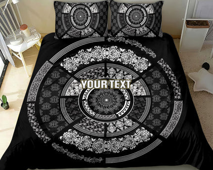 Italy Rugby Concept Custom Bedding Set Black and White Mandala Inspired