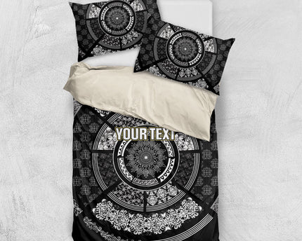 Italy Rugby Concept Custom Bedding Set Black and White Mandala Inspired
