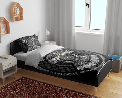 Italy Rugby Concept Custom Bedding Set Black and White Mandala Inspired
