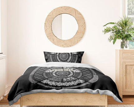 Italy Rugby Concept Custom Bedding Set Black and White Mandala Inspired