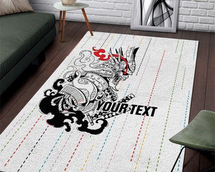 Japan Rugby National Heritage Custom Area Rug Traditional Sashiko Inspired