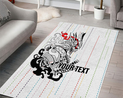 Japan Rugby National Heritage Custom Area Rug Traditional Sashiko Inspired