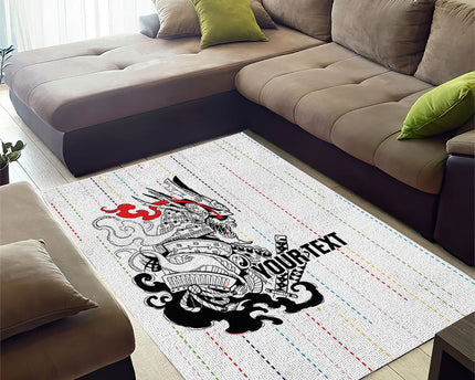 Japan Rugby National Heritage Custom Area Rug Traditional Sashiko Inspired